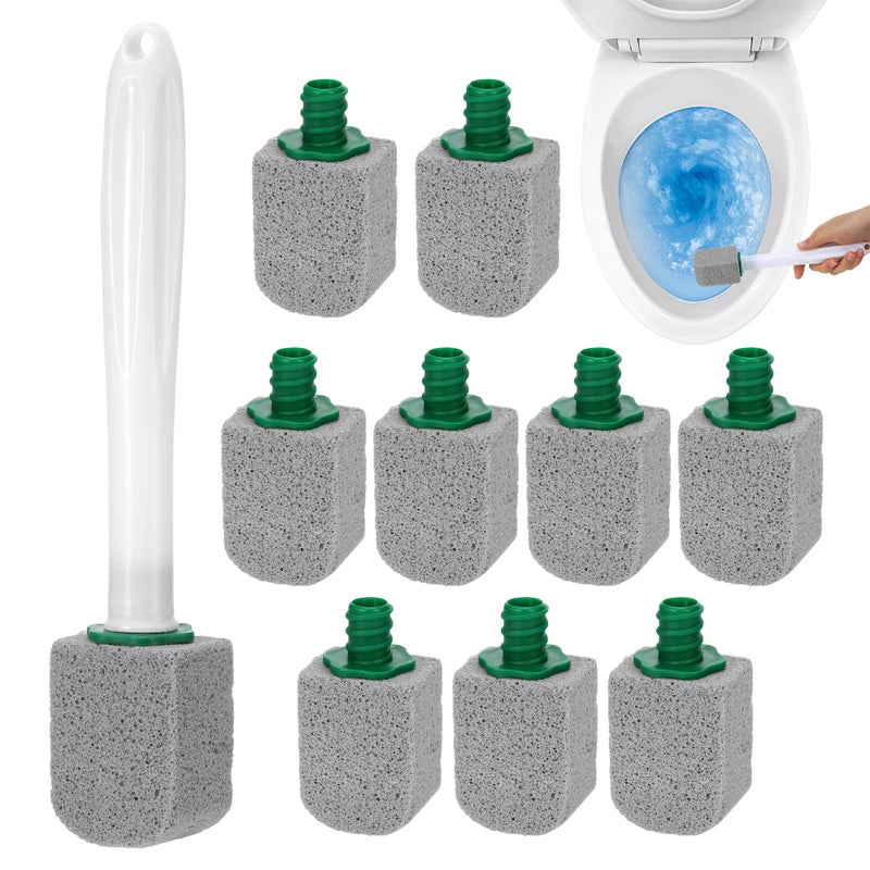 Starvortex 10Pc Pumice Stone for Toilet, Toilet Pumice Cleaning Stone with Handle, Replaceable Toilet Pumice Stone for Cleaning, Nature Pumice Sticks for Cleaning Supplies Bathroom Pool Toilet Limescale Remover - Image 1